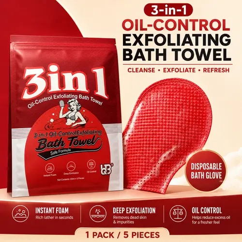 3 in 1 Oil-Control Exfoliating Bath Towel,clean skin,5pcs