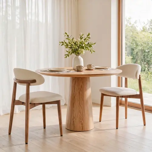 Wooden Dining Chairs Set of 2/4, Modern Upholstered Kitchen Side Chairs with Ergonomic Backrest, Solid Wood Frame & Padded Seat, Fabric Dining Room Chairs for Kitchen, Dining Room, Cafe