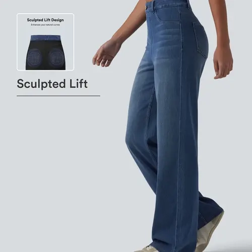 【Creator’s Pick】Halara Flex High Waisted Sculpted Lift Design Straight Leg Casual Jeans with Pockets #BackToSchool
