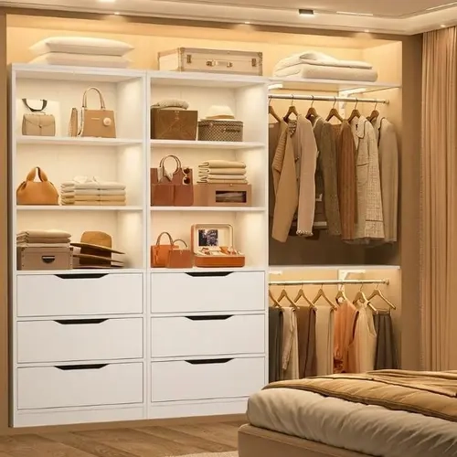 Walsunny Dresser for Bedroom with 3 Deep Drawers, Farmhouse Wood Clothes Storage Cabinet Pantry Bins Organizer for Living Room, Entryway and Hallway, White