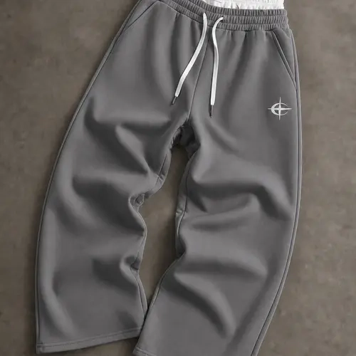 URMCZ Men's 1 or 2-Pack Baggy Sweatpants - Double Waistband Printed Graphic, Elastic Waist Loose Wide Leg, No Side Slits, Drawstring & Side Pockets, Casual Athletic Trousers for Summer Outdoor Use, Menswear Sweats