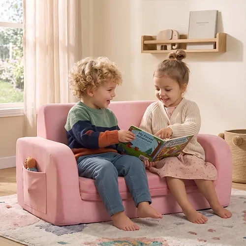 LITTLE DOVE 3-in-1 Convertible Kids Couch, Flip Open Toddler Play Couch, Kids Sofa Chair for Boys & Girls, Removable Machine-Washable Cover, Soft Foam Kids Sofa for Play, Reading & Naps, Ideal for Bedroom & Playroom, #sohochic