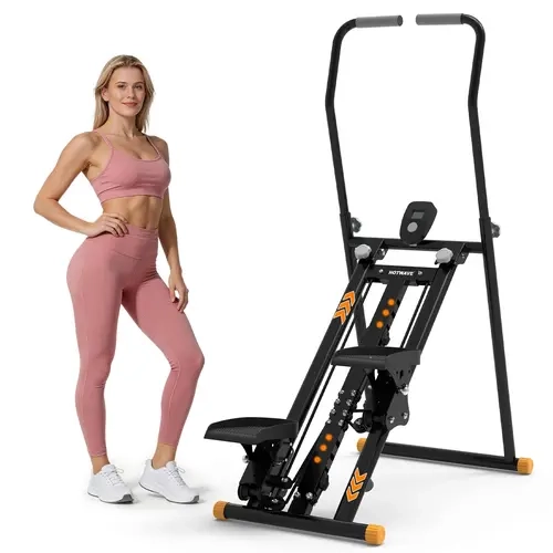 Live HOTWAVE Stair Stepper Machine, Foldable Stair Climber with 9 Resistance Levels, Adjustable Height Handlebar, Multi-Angle Arm Support, 350 LBS Capacity, Home Workout Equipment