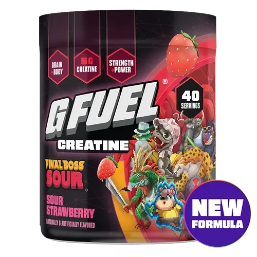 G FUEL x Final Boss Sour | Sour Strawberry Creatine Powdered Drink Mix | 40 Servings