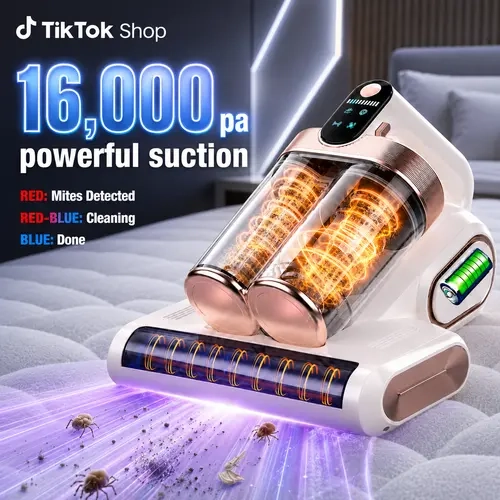 Cordless Mattress Vacuum Cleaner, 16Kpa Deep Clean Bed Vac with 80000 RPM Tapping, UV-C Light & Ultrasonic, Dual HEPA Dust Cup for Sofa, Crib and Pet Hair,back to school,back to school haul,sohochic