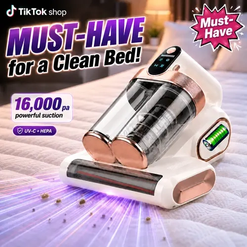 Cordless Mattress Vacuum Cleaner, 16Kpa Deep Clean Bed Vac with 80000 RPM Tapping, UV-C Light & Ultrasonic, Dual HEPA Dust Cup for Sofa, Crib and Pet Hair,sohochic