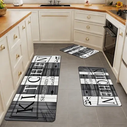 3-Piece Kitchen Mat Set, Long Absorbent Kitchen Mat, Entrance Anti-Slip Mat, Washable Door Mat, Minimalist Home Decor, Waterproof And Oil-Resistant Kitchen Mat, Suitable For Kitchen, Entrance, Living Room, Bedroom, Hotel, Guesthouse, Sink Area, Etc.