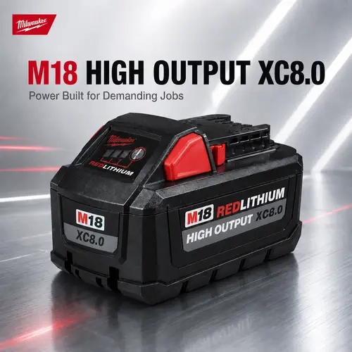 Milwaukee M18 RedLithium High Output 8.0AH Battery for Demanding Jobs Power Built for Efficiency