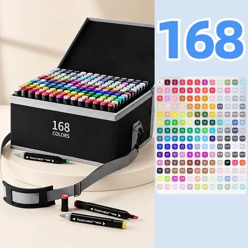 Dual-Tip Marker Set, 24/48/80/120/168 Colors Markers for Coloring on Wine Glasses, Canvas, DIY Party Crafts, Teacher Gifts for Adults Teens, Mark