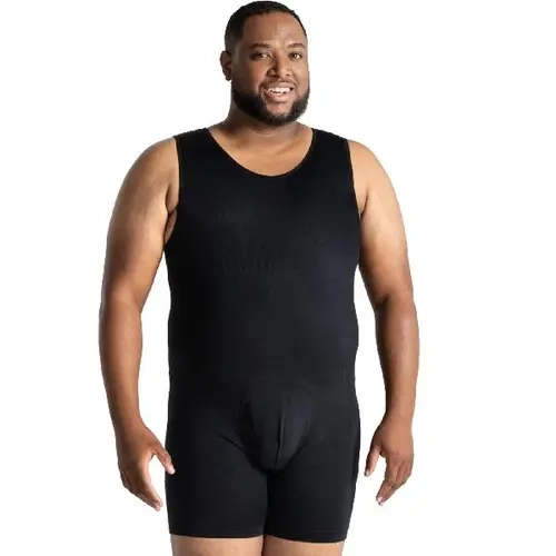 QORE LOGIQ Men's Shapewear Bodysuit - Menswear Shaper with Spandex-Nylon Compression Fabric, Smooth for Casual, Office Outfits