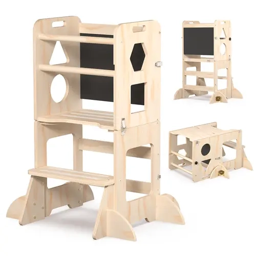 Kids' Rectangular Kitchen Helper Step Stool - Simple, Height-Adjustable Design for Safe, Easy Countertop Access - Ideal for Cooking, Baking Activities,sohochic