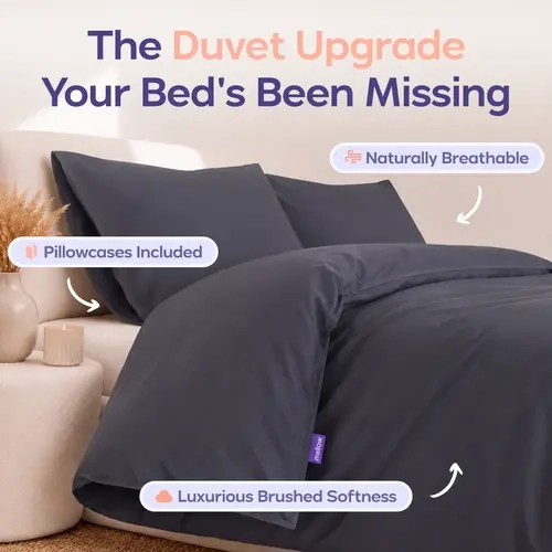 Mellow Sleep | MellowSoft Duvet Set - Ultra-Soft Breathable Duvet Cover Set with Pillowcases, Cooling Regenerated Cellulose Fiber Bedding, Hidden Zipper & Corner Ties, Luxury Hotel Style Bedding for All Seasons