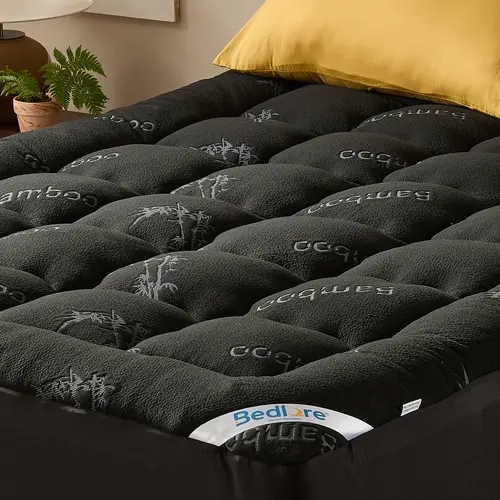 【BEDLORE】Cooling Bamboo Mattress Topper – Ultra Soft Breathable Mattress Pad, Deep Pocket Fit 6-18 Inch Mattress, Hotel Comfort for a Better Sleep HomeEssentials
