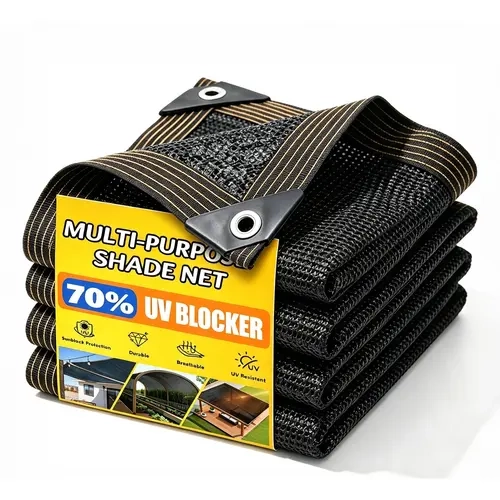 70% Sun Shade Cloth, 10x20FT Rectangle High-Density PE Breathable Mesh Tarp with Grommets, Grommet-Ready Easy-Mounting Black Sunblock Cover for Outdoor Patio Plants, Pergola