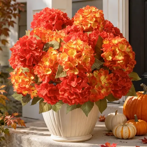 Ivydale 4-Piece Outdoor UV-Resistant Artificial Silk Hydrangea Flower Stem Set, Realistic Floral Decor for Living Room, Wedding Bouquets, Centerpieces (Home Decor Items for Decoration)