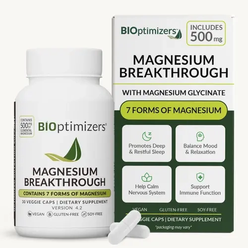 BiOptimizers Magnesium Breakthrough – 3 Pack- 7 Forms of Full-Spectrum Magnesium (Glycinate, Malate, Citrate & More) for Sleep, Stress & Muscle Recovery, 365-Day Guarantee