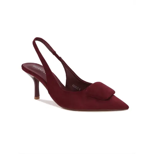 BERNESS Women's Heddie Faux Suede Kitten Heels - Pointed Toe Low Heel Slingback Pumps with Slip-On Strap, Elegant Dress Shoes for Office, Wedding Wear