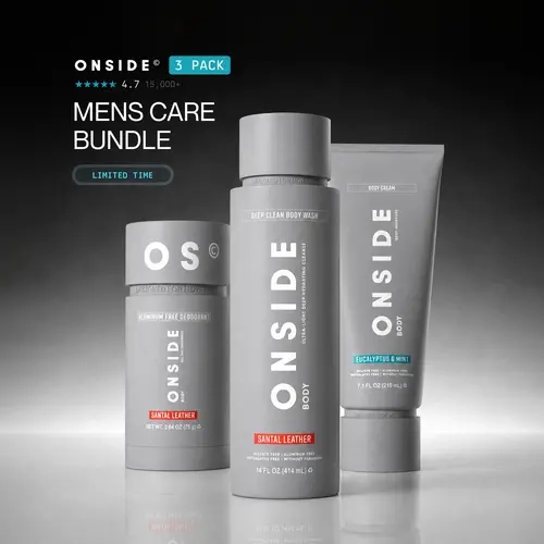 ONSIDE Men's Care Bundle | Aluminum Free Deodorant, Deep Clean Body Wash, Body Cream