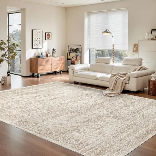 Art&Tuft Vintage Tribal Print Low-Pile Area Rug - Soft, Lightweight, Foldable, Stain-Resistant, Washable Carpet for Living Room, Bedroom Rugs, Home Office Decor, Rugs For Bedroom