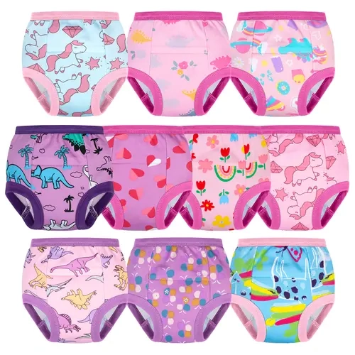 BIG ELEPHANT 10-Pack Girls Potty Training Underwear Soft 100% Cotton | Helps Manage Small Amounts of Daytime Urine Leakage, Lets Kids Feel Wetness Cues, Washable & Reusable for Potty Training,sohochic