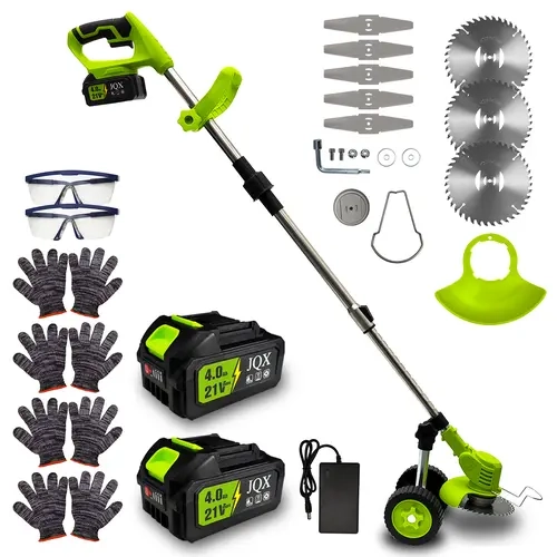 21V Cordless Weed Wacker with Wheels, 3-in-1 ElectricString Trimmer, Edger & Lawn Care Tool, Lightweight LawnMower for Garden Maintenance, Adjustable Handle, 21V Power, Edging Edges