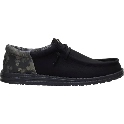 HEYDUDE Wally Funk Distressed Skulls - Men's Comfortable Slip on Shoes