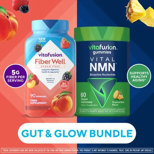 [Vitafusion] Gut & Glow Bundle: Fiber Well Sugar Free Gummies & Vital NMN Gummies