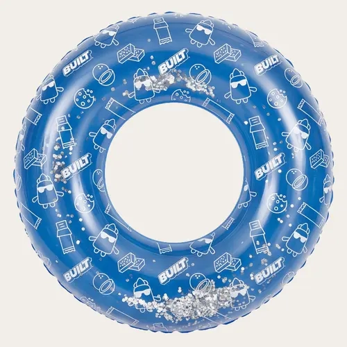 BUILT Large Inflatable Pool Float, Blue and White, Glitter, Swimming Pool Lounger, Lake and Beach, Water Sports