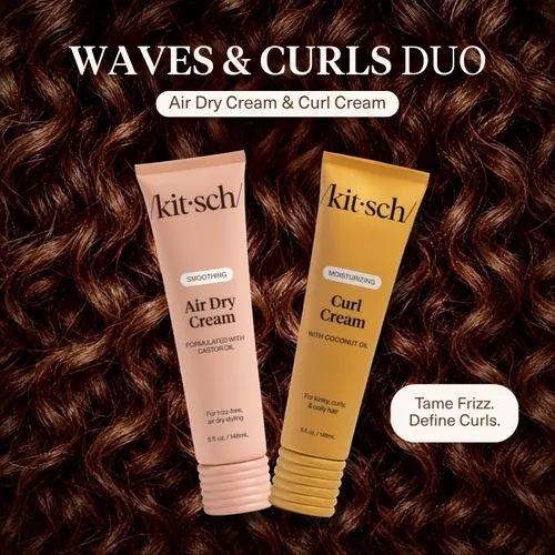 Kitsch Waves & Curls Duo | Air Dry Cream & Curl Cream | Tame Frizz, Define Curls & Hydrate Natural Texture