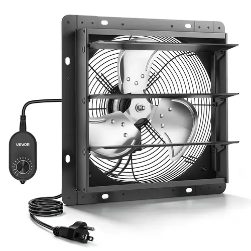 VEVOR Corded 10 In Wall-Mount Shutter Exhaust Fan with Automatic Louvers, Variable Speed, Sturdy Steel Housing, Low-Noise AC Motor, 874 CFM Ventilation for Attic, Garage#SohoChic