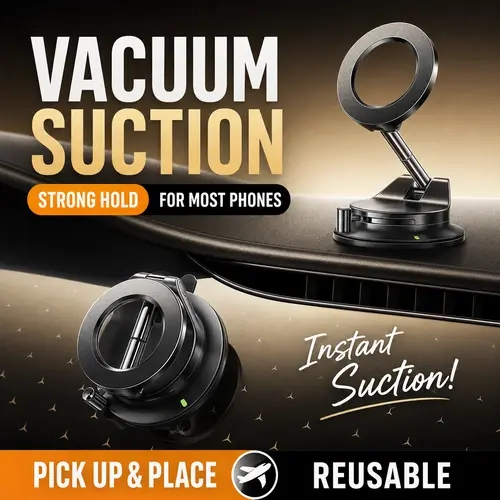 Strong Magnetic Car Phone Holder, Vacuum Suction Mount, 360° Rotatable Universal Dashboard Windshield Stand for iPhone 17 Pro Max 16 15 14 13 Pro, Android Phones & Cars,toolupgrade