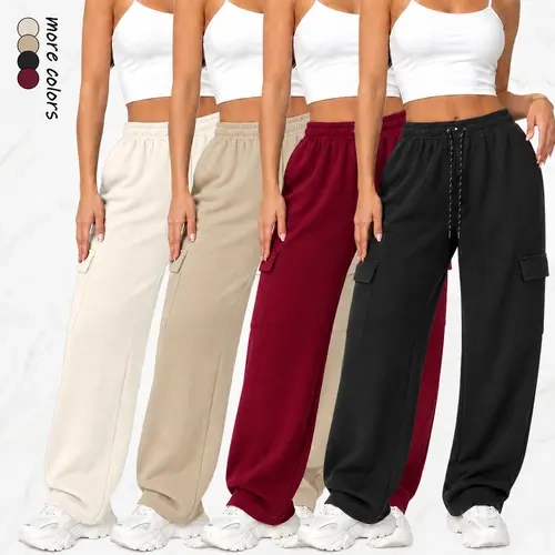 Women’s solid-color cargo pants, single pack — multifunctional pocket design athletic pants — all-season fitness, running, and yoga leggings with drawstring waist, lightweight stretchy fabric (machine washable), casual outdoor wear — women’s activewear,so