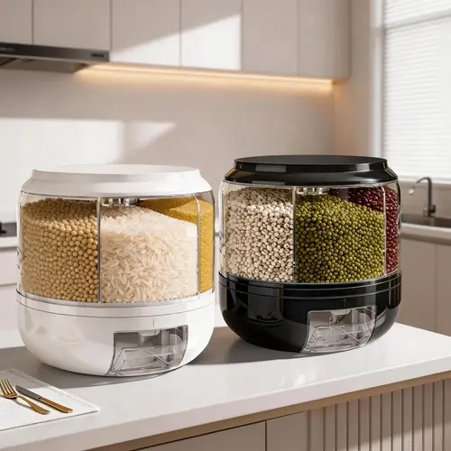GHQ Modern Kitchen Storage Containers - White & Black See-Through Holders for Grains & Beans, Organized Pantry Organization, Utensils,sohochic