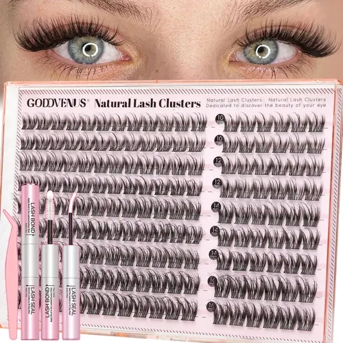 [live]Goddvenus Classy Lash Clusters – Fine Wispy Base + Thicker Spiky Tips, D Curl Individual Lashes for Natural Hybrid Look, Fluffy False Eyelashes That Feel Like Korean Lash Lift, DIY Cluster Eyelash Extensions for Understated Chic Babes