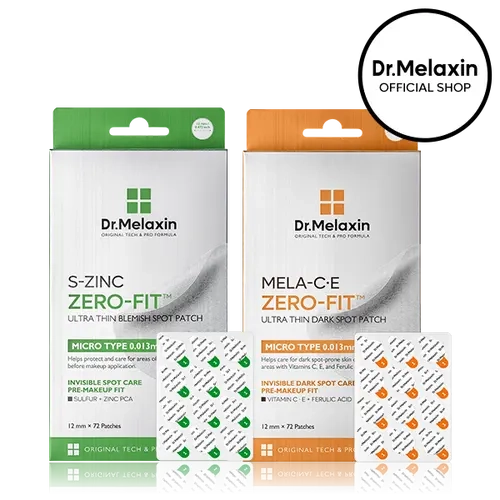 [Dr.Melaxin Official] Zero-Fit Blemish & Dark Spot Patch Duo 72 Patches × 2 | S-ZINC + Mela-C·E Ultra Thin Spot Patches with Salicylic Acid, Acne Care, Sulfur, Vitamin C & Niacinamide