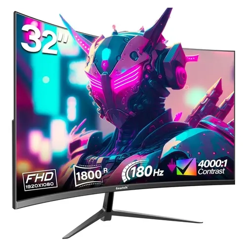 Gawfolk 32-Inch 1800R Curved Screen Gaming Monitor - 1920x1080 FHD, 180Hz Refresh Rate VA Panel, Immersive View, Smooth Play, HDMI & DP Ports, Black Back-to-School Home Monitor, Modern