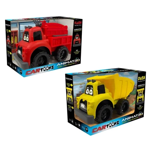 Set Of 2 CarToons Trucks with Projector Screen Faces