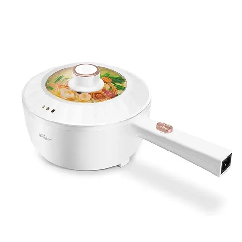 Bear Electric Hot Pot Cooker - 2L Compact Food-Grade Multifunctional Hot Pot, 1000W Rapid Heating, Temperature Control, Non-Stick Frying Pan for Small Groups (Noodles, Oatmeal) Kitchen Accessories
