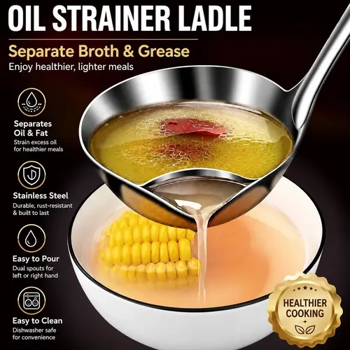 Household Oil Water Separator Ladle Density Principle Grease Remover Strainer Spoon Kitchen Daily Cooking Gadget