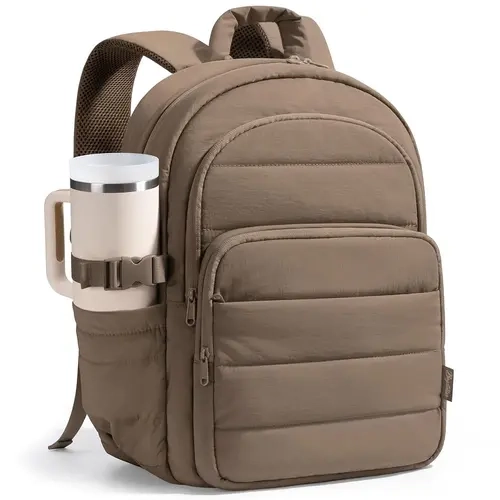 Bagstellar Quilted Puffer Travel Backpack for Women - Waterproof, Double Zipper, 15.6in Laptop Holder, Giant Tumbler Pocket, College Backpack, Bags for Everyday, School & Nurse Use