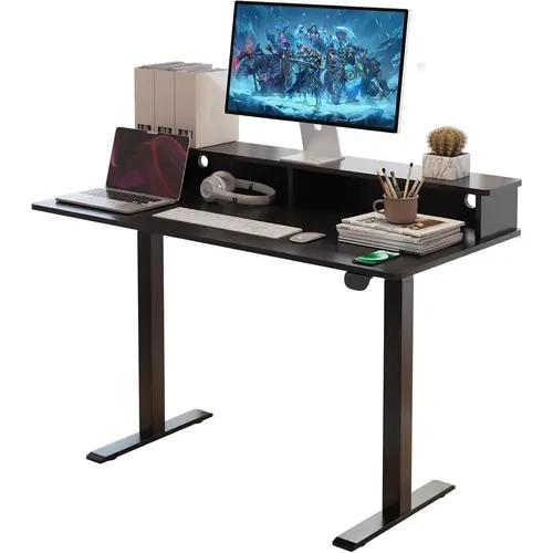 Electric Standing Desk - 2-Tier, 45" Large Rectangular, Height-Adjustable, Upgraded Ultra-Durable Home Office Computer/Laptop Sit-Stand Workstation