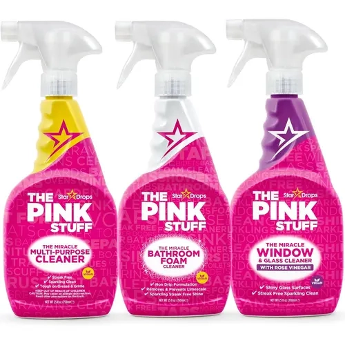 The Pink Stuff Multi-Purpose Spray, Window & Glass Cleaner, and Bathroom Foam Spray Bundle | All-in-One Home Cleaning Solution, 25 Fl Oz, 3 Pack