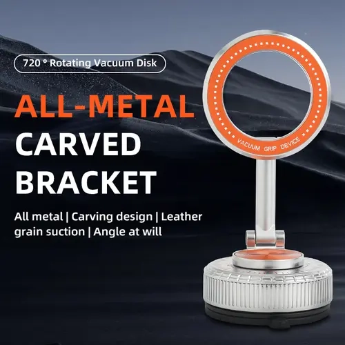 【toolupgrade】All-Metal Body Magnetic Phone Holder with N52 Strong Magnets, Vacuum Suction Cup, Adjustable Angle, Folding Design for Cars Navigation, Desk & Smooth Glass Surfaces