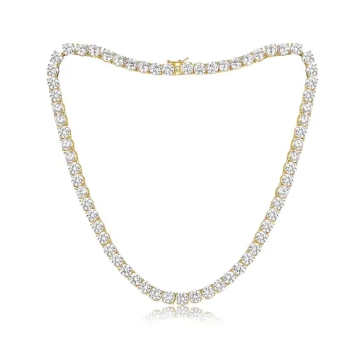 MDFUN Unisex 6mm 18K White/Yellow Gold Plated CZ Tennis Necklace, Sparkling Stones Link Chain, Multi-Size 16-24 Inch Casual Wear Classic Costume Jewelry