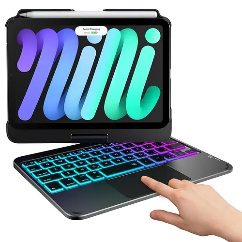 Typecase Keyboard Case for iPad Mini 7 (2024) & Mini 6 (2021) - 8.3" Wireless Backlit Multi-Color Keyboard Cover with Trackpad, Durable Tablet Accessory, Back-To-School Gift