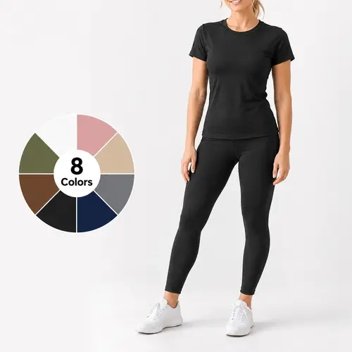 Women’s Fitted Short-Sleeve Crew Neck Sportswear Top - Female Fit Stretch Fabric Gym Workout Apparel, Women's Gym Wear for Yoga, Training