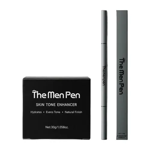 THEMENPEN Men's 2-Piece Combo Set - Hair Filler Pen + Skin Tone Enhancer, Blends to Fix Patchy Brows, Even Tone, Erase Redness & Dark Circles