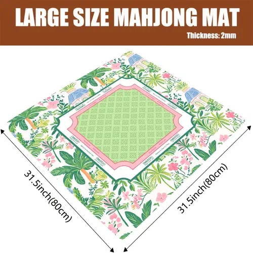 31.5 inches × 31.5 inches mahjong table mat (with carrying case), suitable for mahjong, poker, dominoes, and board games—non-slip and noise-reducing, featuring a pink lemon citrus floral pattern with a nutcracker trio design.,sohochic