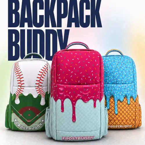 Frost Buddy Backpack Buddy – School Backpack with Multiple compartments, Laptop sleeve & Water Bottle Pocket, Sports Print, Drip Print