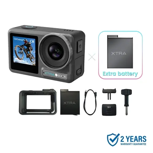Xtra Edge Action Digital Camera, 1/1.3" Sensor, 4000p Cinematic Video, Hyper Stabilization, 52 Ft Waterproof, 3-Hour Battery, Universal Quick Mount, Vlogging Camera for Adventure Photography
